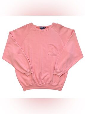 Vintage Polo Ralph Lauren Men’s Pink Raglan Sweatshirt Size Large